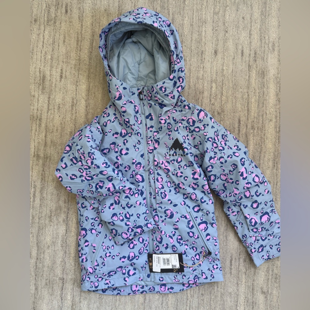 Burton Kids Hillslope Ski Jacket - Blue and Pink Cheetah Print (~5-8yr)